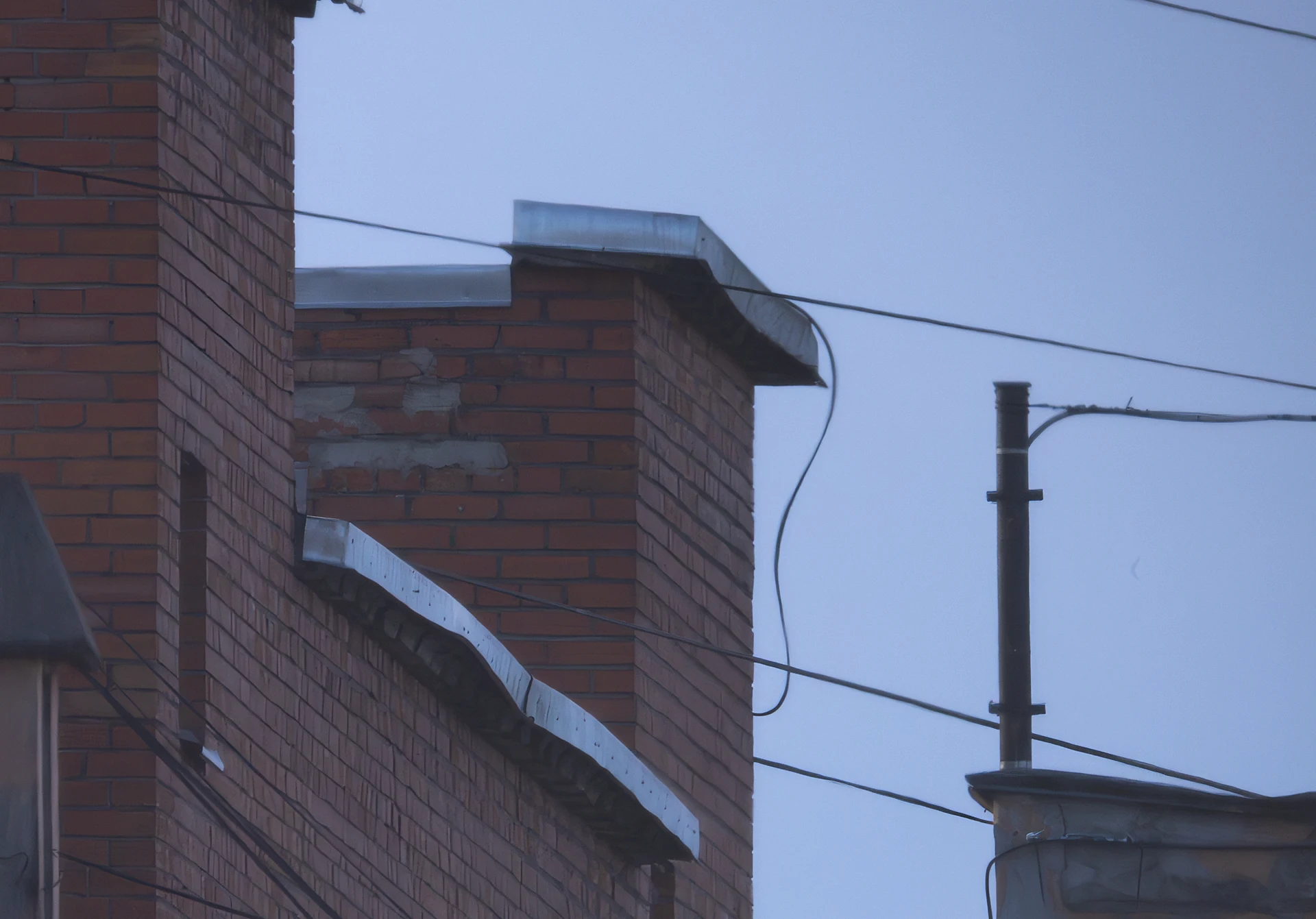 Brick facade detail photographed from 500 metres